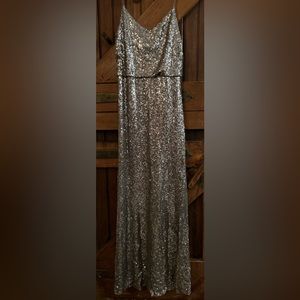 Jenny Yoo Silver Sequin Jules Dress/Gown